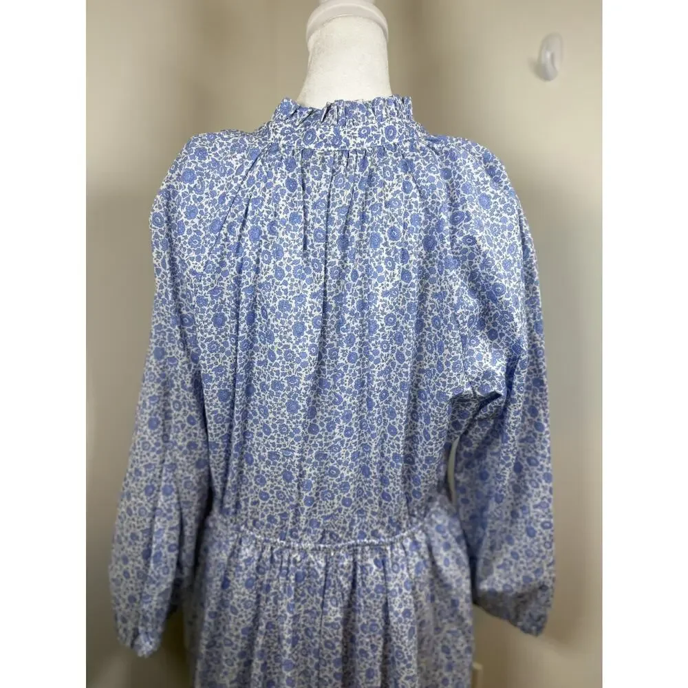 J. Crew Liberty Fabric Ruffle-collar mini dress D'Anjo Coast fabric Size XL Boho